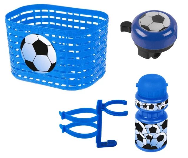 ECykelhjelm.dk Cykelkurv + Ringeklokke + Flaske M. Holder Med Fodbold Motiv 3 ECykelhjelm.dk Cykelkurv + Ringeklokke + Flaske M. Holder Med Fodbold Motiv