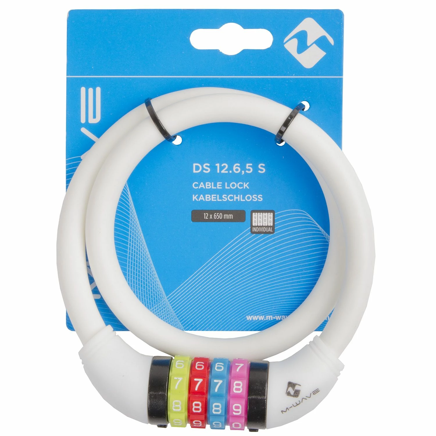 ECykelhjelm.dk Hvid Kodelås Til Cykel Fra M-wave 12 X 650mm 4 ECykelhjelm.dk Hvid Kodelås Til Cykel Fra M-wave 12 X 650mm - Billede 2